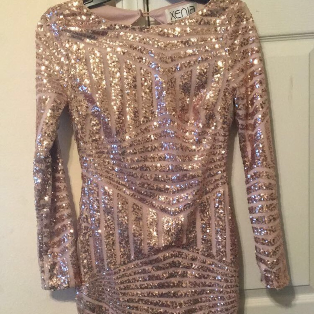 Rose gold long sleeve short dress